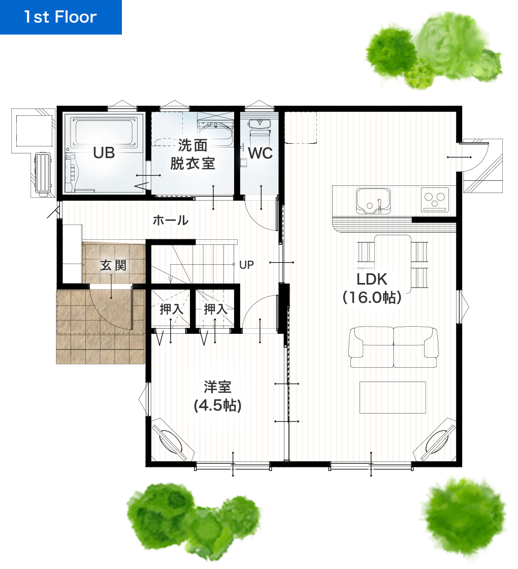 熊本市南区城南町舞原8号地 30坪4LDK 建売・一戸建ての新築物件 1階間取り図