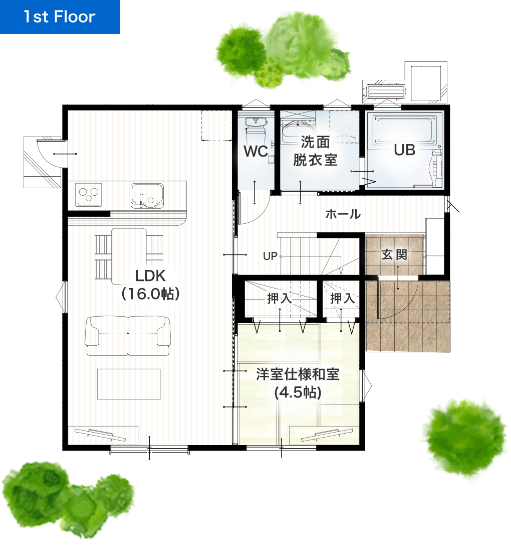 熊本市南区島町3丁目3号地 30坪 4LDK 建売・一戸建ての新築物件 1階間取り図