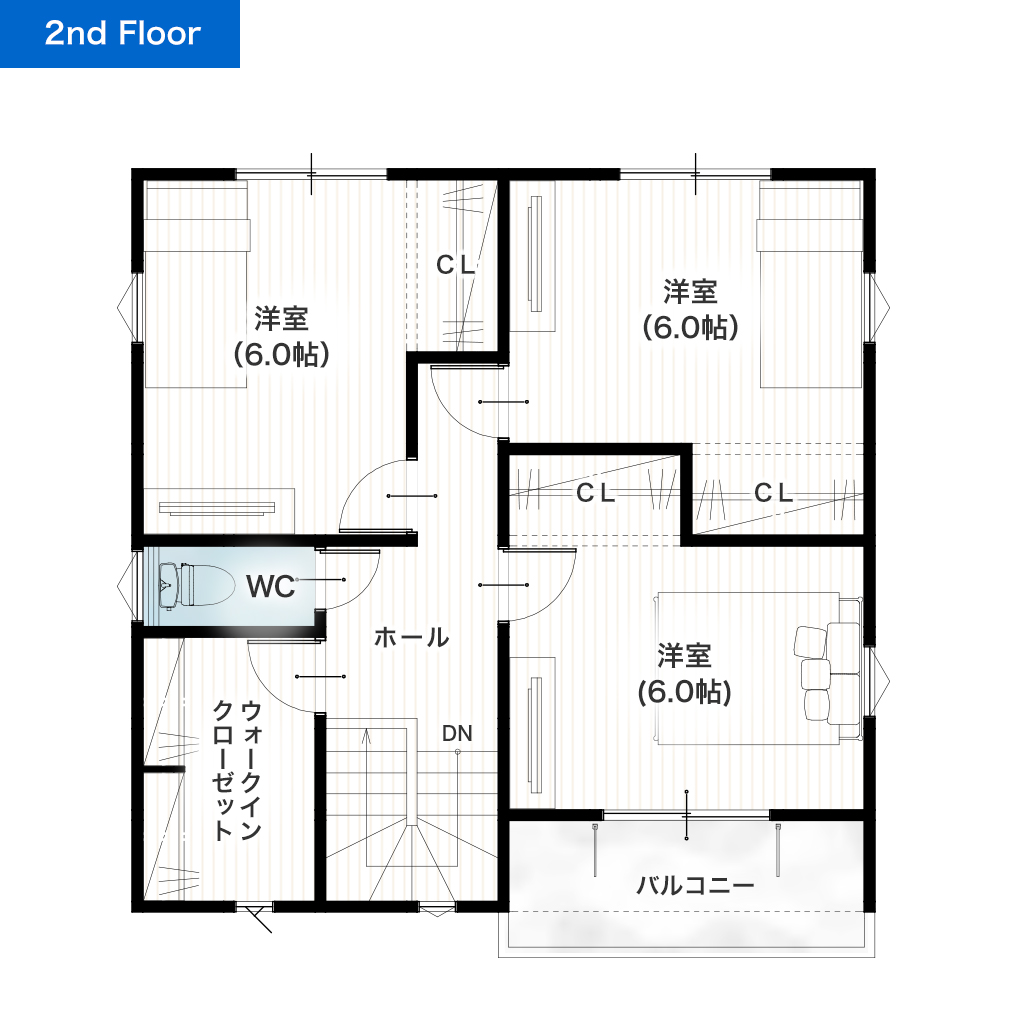 熊本市南区島町3丁目4号地 30坪 4SLDK 建売・一戸建ての新築物件 2階間取り図