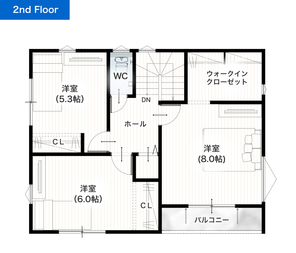 熊本市南区島町3丁目5号地 30坪 4LDK 建売・一戸建ての新築物件 2階間取り図