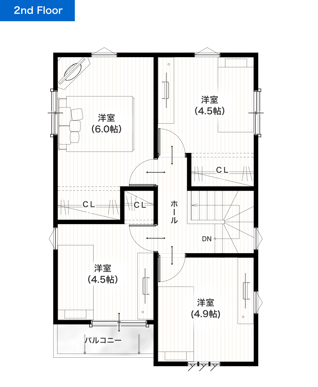 熊本市中央区白山2丁目B 24坪 4LDK 建売・一戸建ての新築物件 2階間取り図