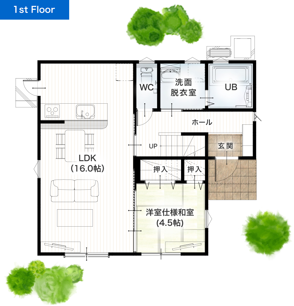 熊本市南区城南町東阿高 30坪 4LDK 建売・一戸建ての新築物件 1階間取り図