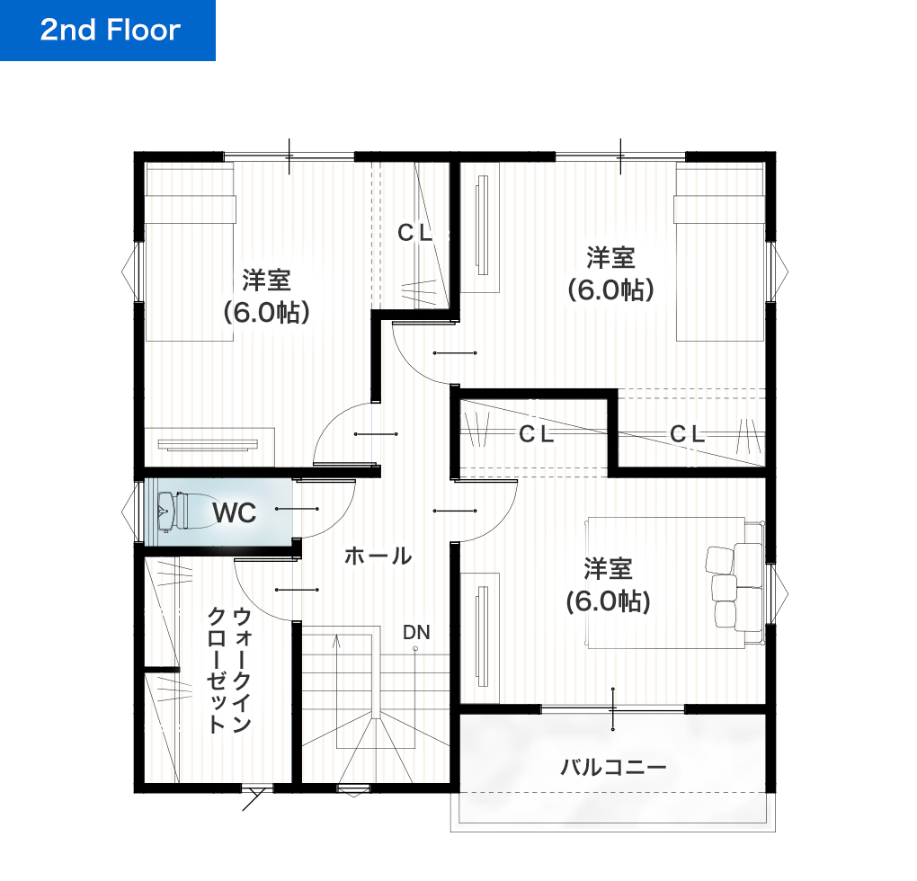 熊本市南区幸田2丁目 30坪 4SLDK 建売・一戸建ての新築物件 2階間取り図