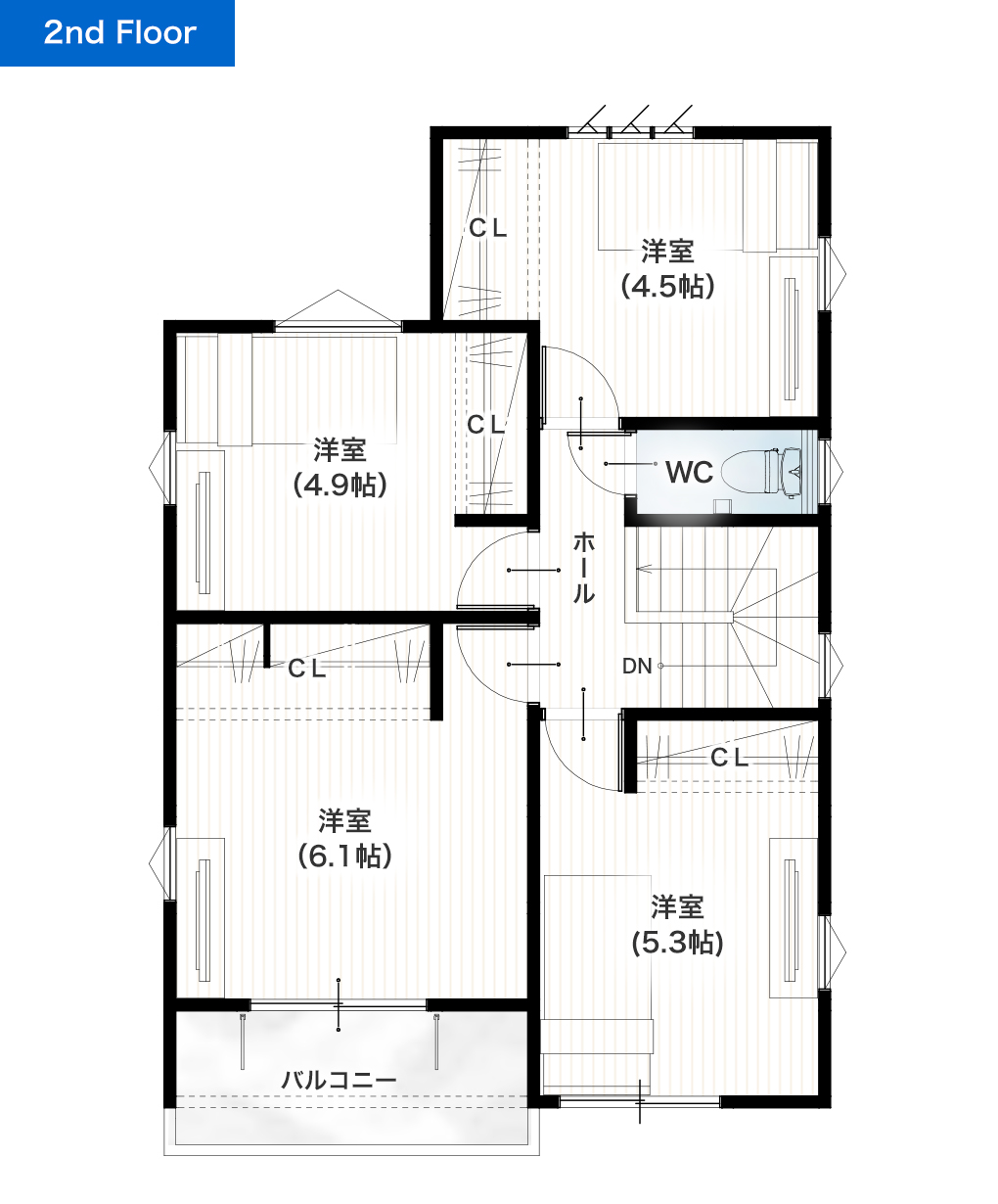 熊本市北区武蔵ヶ丘1丁目A 29坪 4LDK 建売・一戸建ての新築物件 2階間取り図