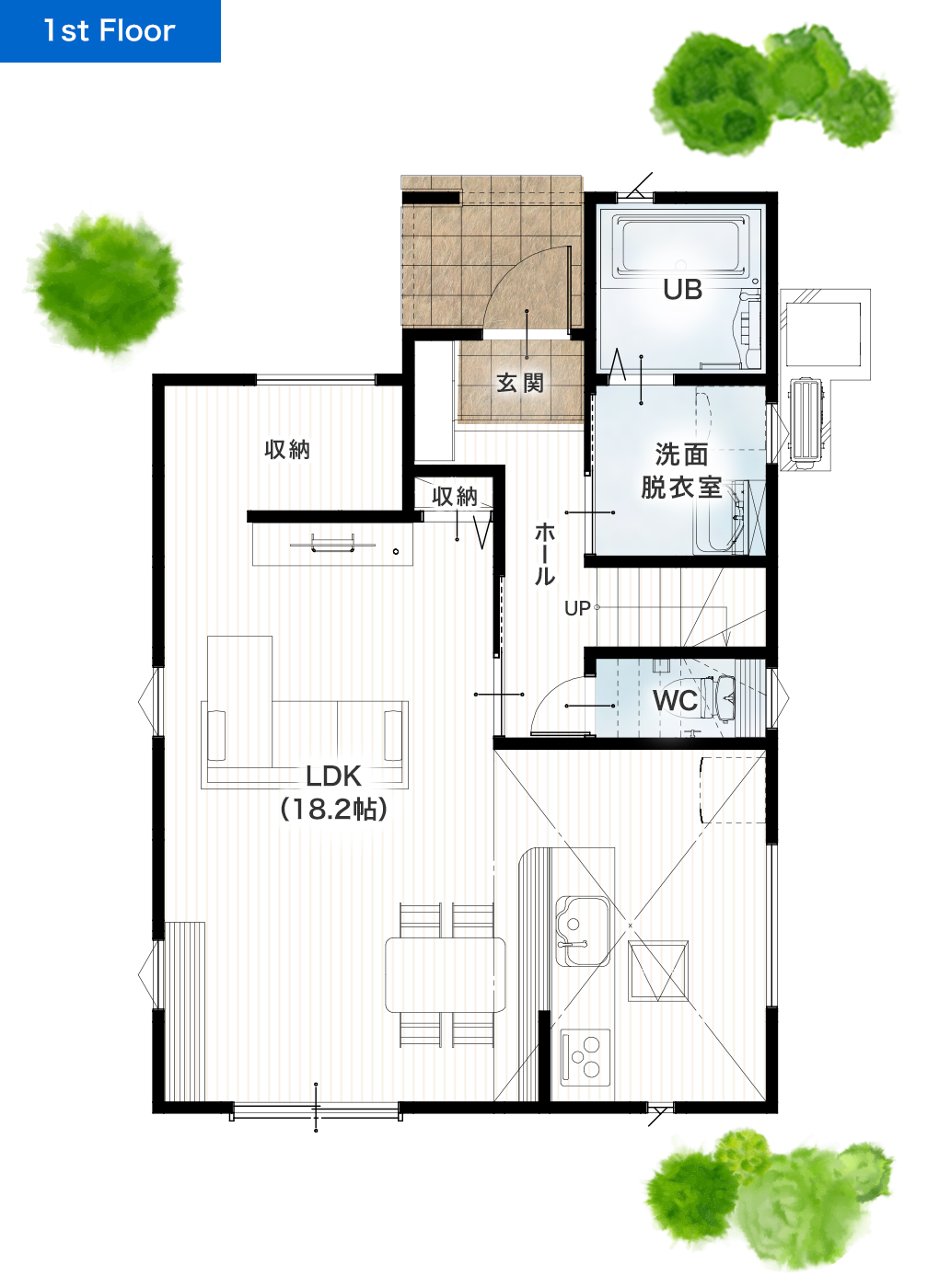 熊本市北区武蔵ヶ丘1丁目B 29坪 4LDK 建売・一戸建ての新築物件 1階間取り図