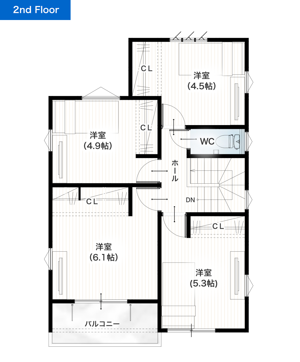 熊本市北区武蔵ヶ丘1丁目B 29坪 4LDK 建売・一戸建ての新築物件 2階間取り図