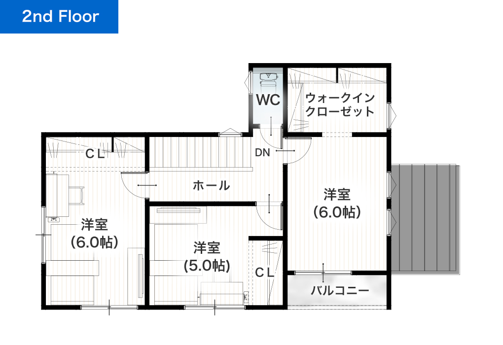 熊本市北区四方寄町4期A 29坪 4LDK 建売・一戸建ての新築物件 2階間取り図
