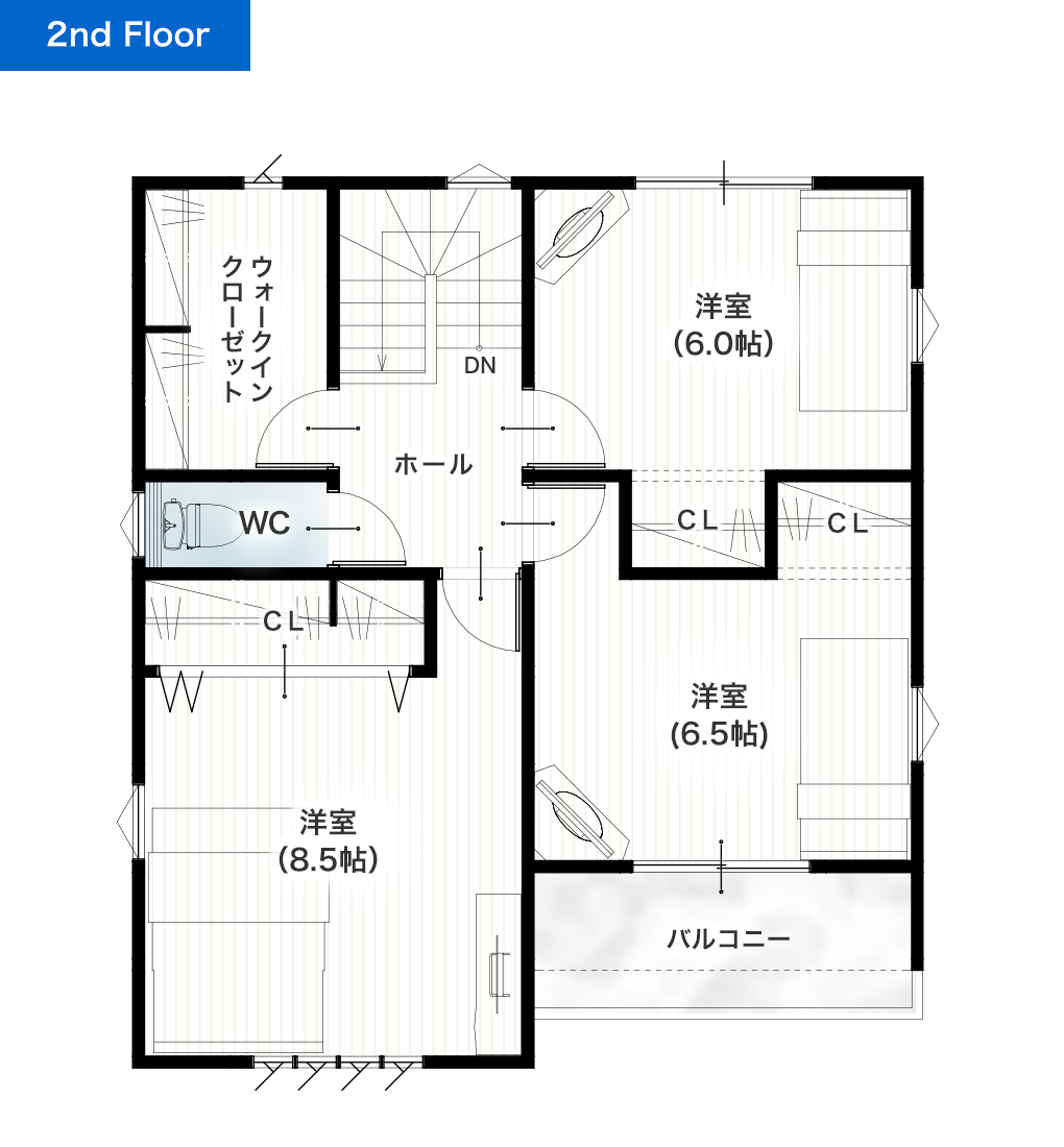 熊本市西区春日8丁目3号地 32坪 4SLDK 建売・一戸建ての新築物件 2階間取り図