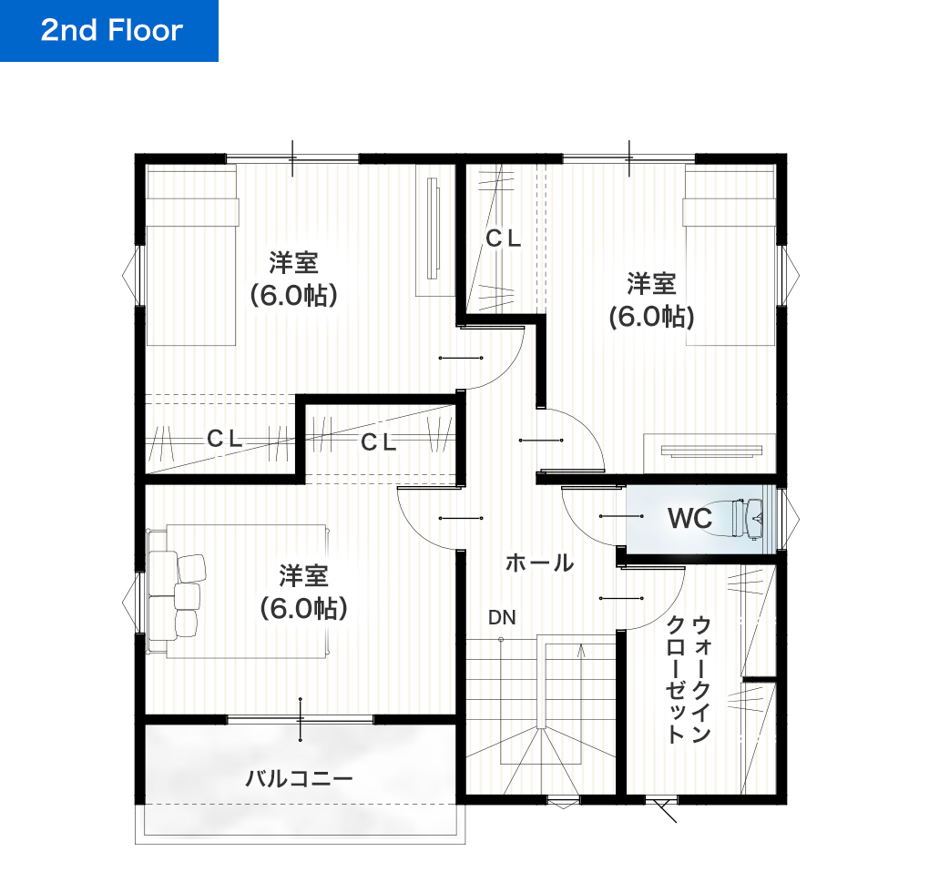 熊本市北区武蔵ヶ丘8丁目A 30坪 4SLDK 建売・一戸建ての新築物件 2階間取り図