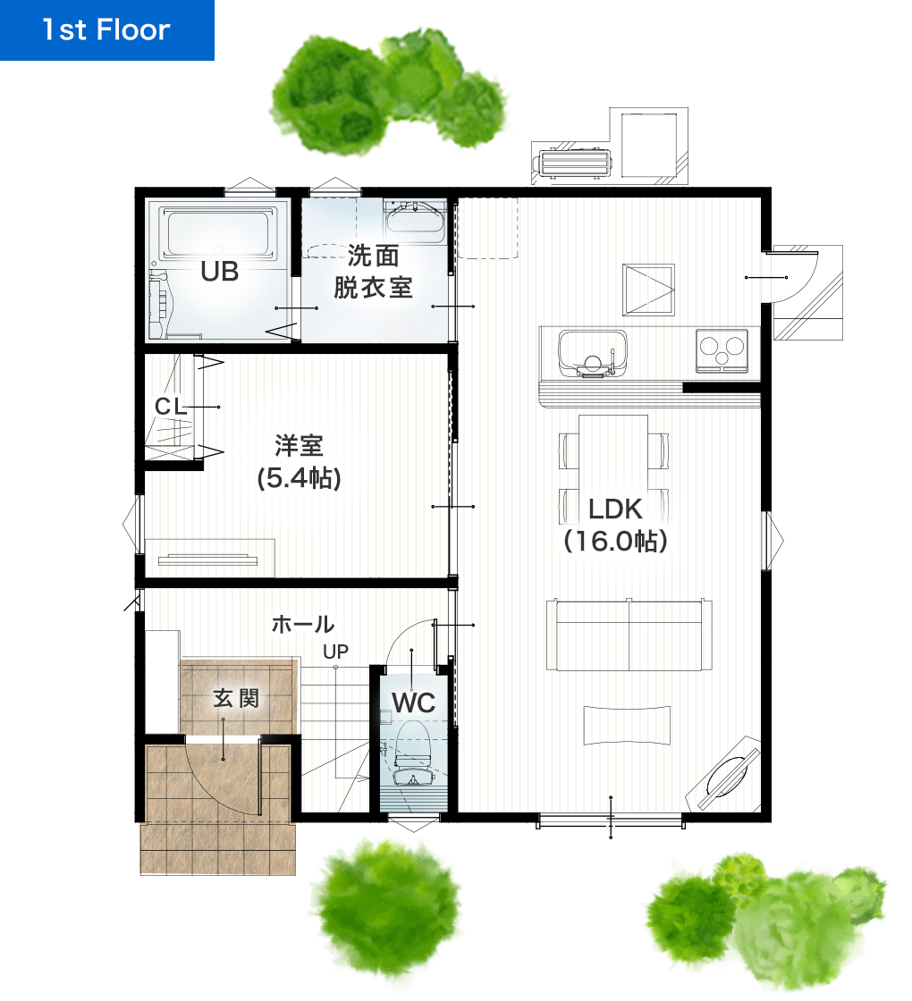 熊本市北区四方寄町4期C 30坪 4SLDK 建売・一戸建ての新築物件 1階間取り図