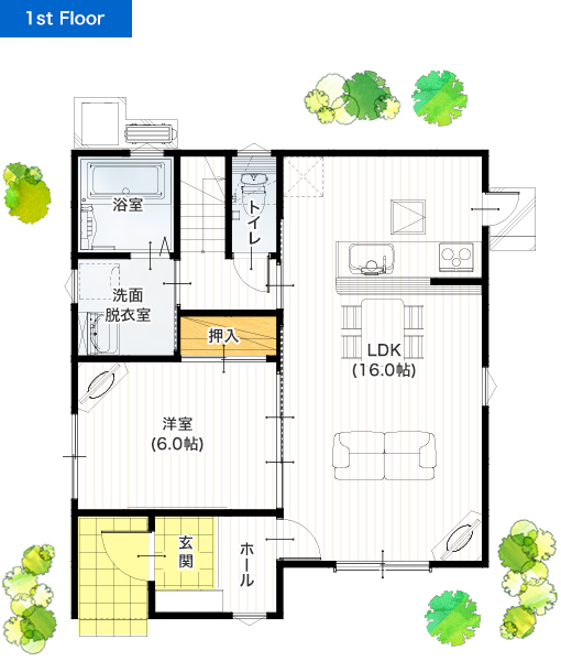 32坪 4SLDK 新築プラン 1F間取り図