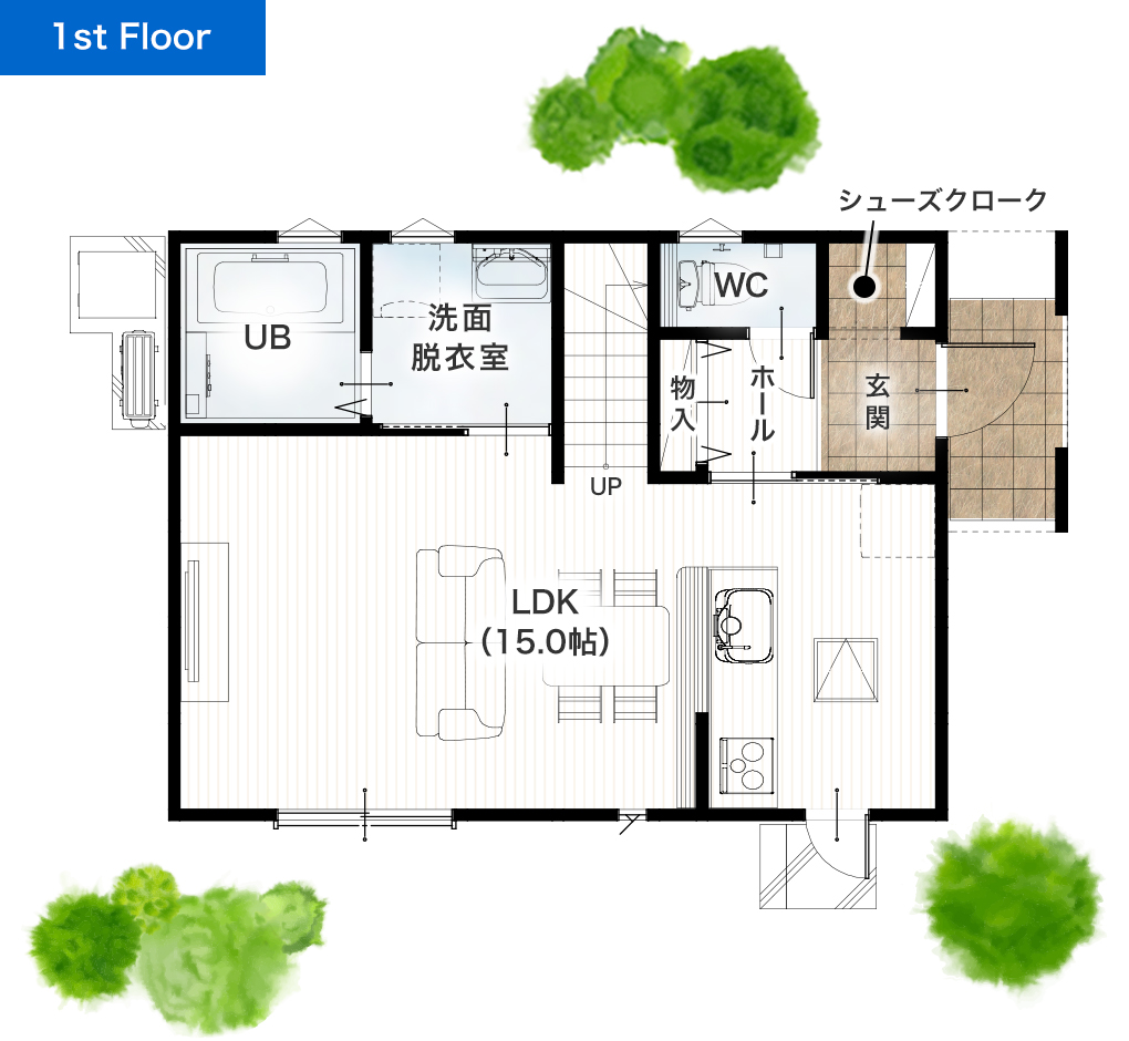 熊本市東区新生2丁目 24坪 4LDK 建売・一戸建ての新築物件 1階間取り図