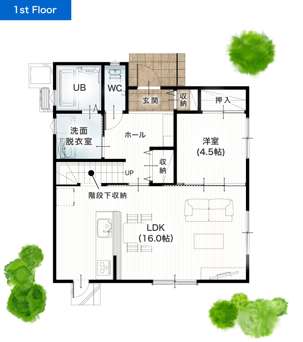 熊本市南区富合町清藤13号地 33坪 4LDK 建売・一戸建ての新築物件 1階間取り図