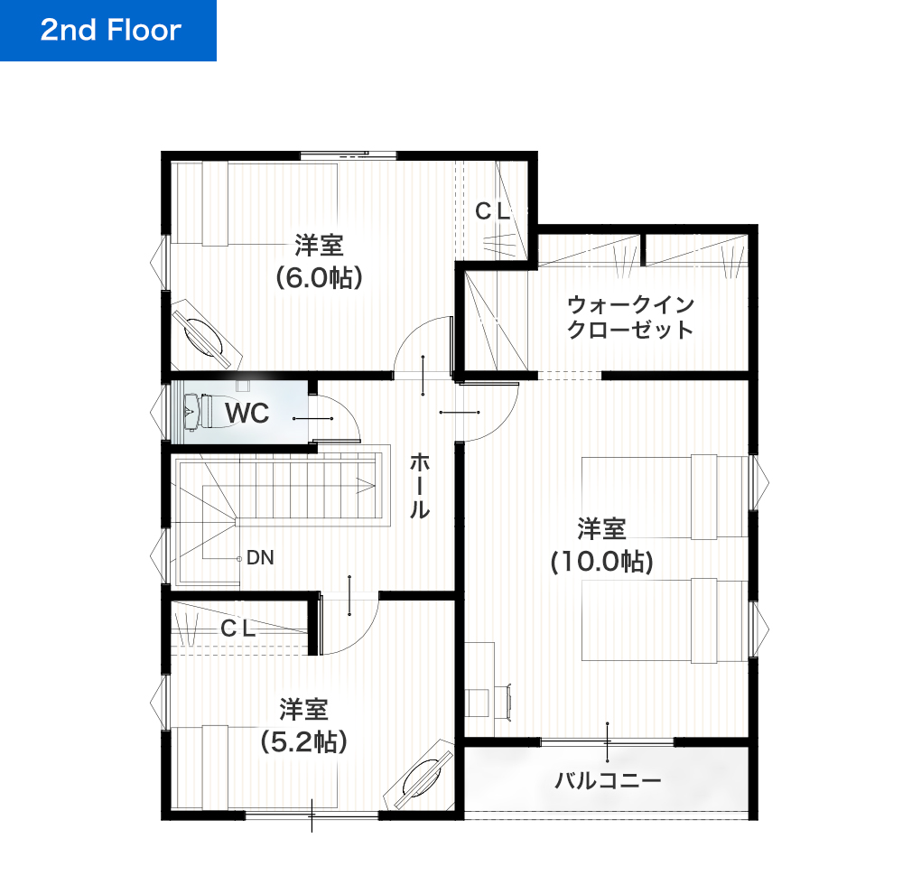 熊本市南区富合町清藤13号地 33坪 4LDK 建売・一戸建ての新築物件 2階間取り図