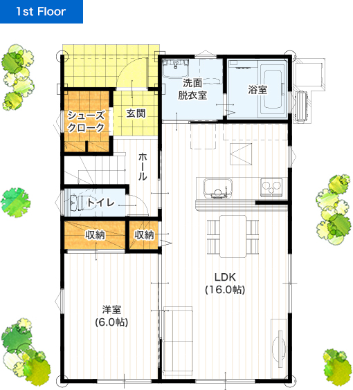 33坪 4SLDK 新築プラン 1F間取り図