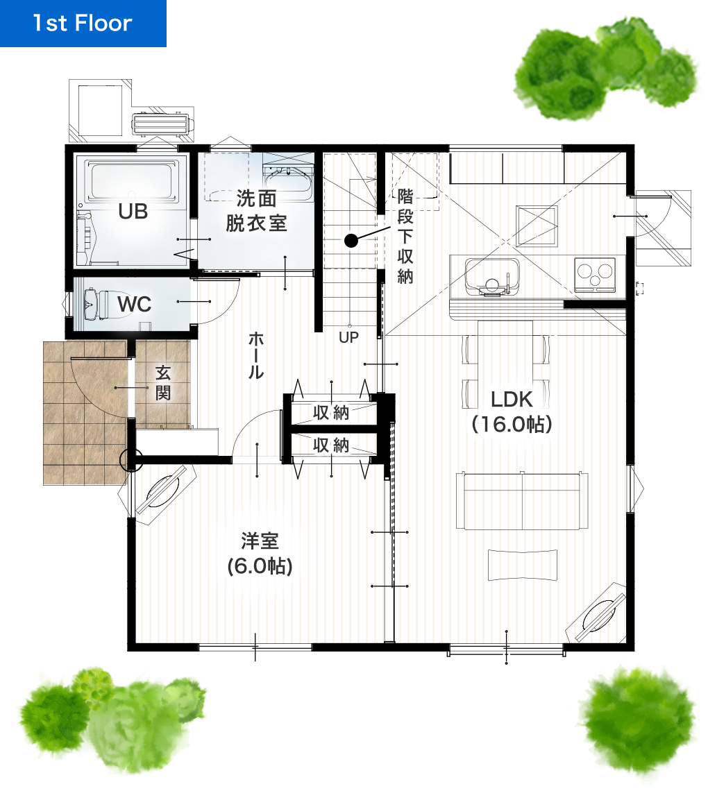 菊池郡大津町吹田団地 32坪 5LDK 建売・一戸建ての新築物件 1階間取り図