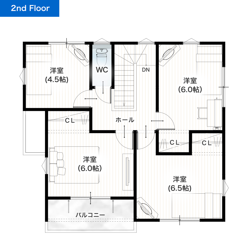 菊池郡大津町吹田団地 32坪 5LDK 建売・一戸建ての新築物件 2階間取り図