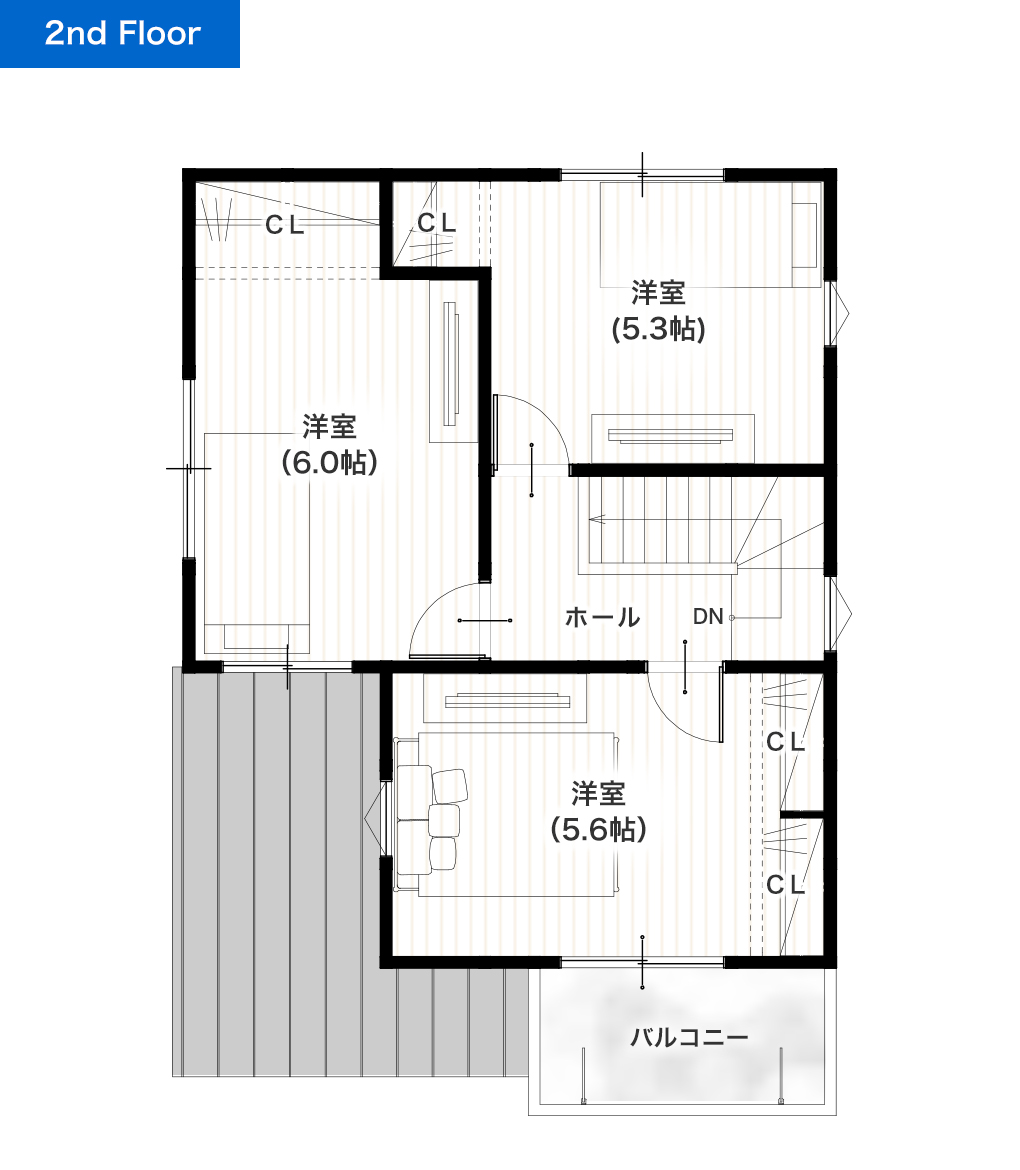 熊本市東区広木町C 25坪 4LDK 建売・一戸建ての新築物件 2階間取り図