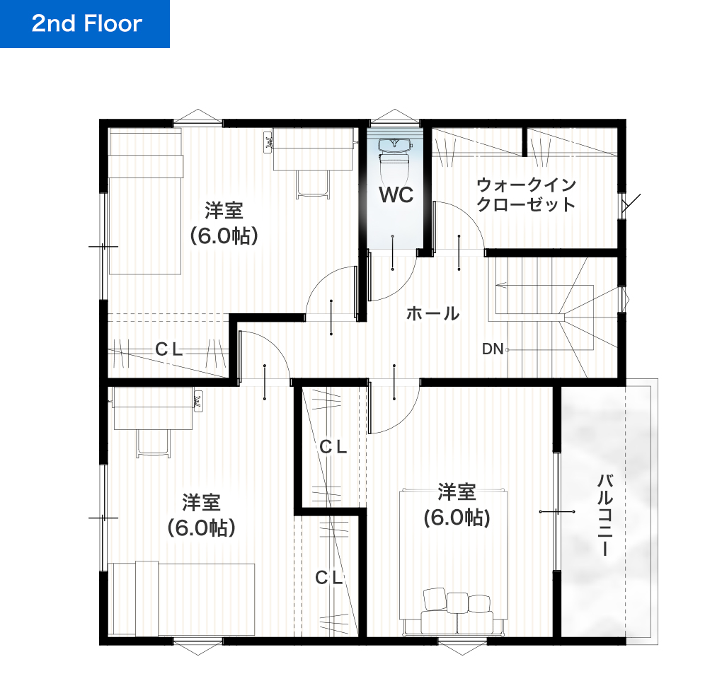 菊池郡大津町室3号地 30坪 4SLDK 建売・一戸建ての新築物件 2階間取り図