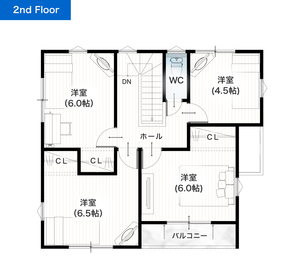 菊池郡大津町室4号地 32坪 5LDK 建売・一戸建ての新築物件 2階間取り図