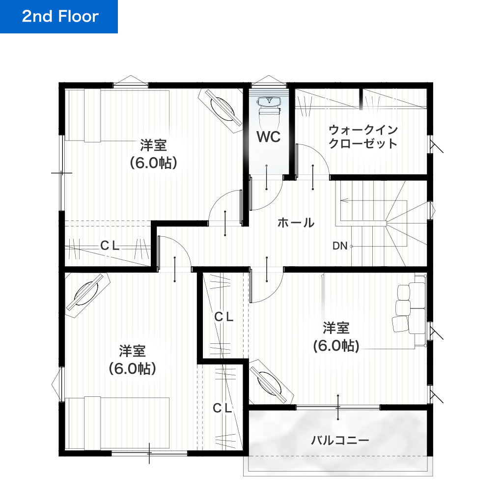 上益城郡嘉島町上島B 30坪 4SLDK 建売・一戸建ての新築物件 2階間取り図