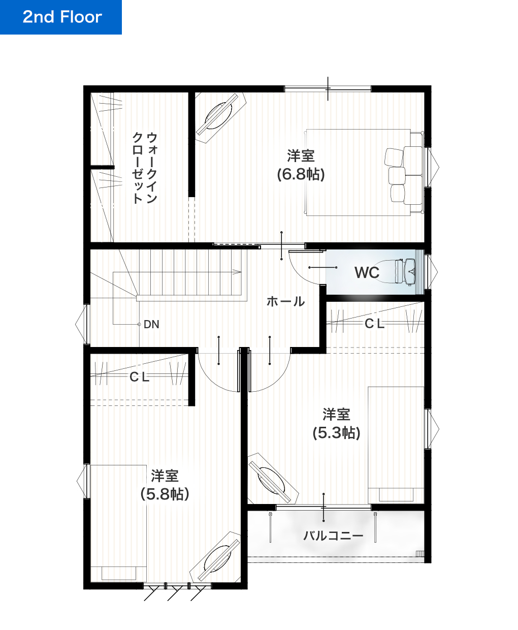 熊本市南区砂原町A 28坪 4LDK 建売・一戸建ての新築物件 2階間取り図