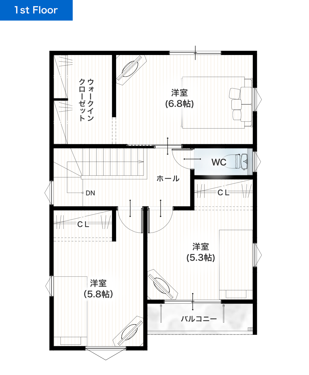 熊本市南区砂原町B 28坪 4LDK 建売・一戸建ての新築物件 2階間取り図