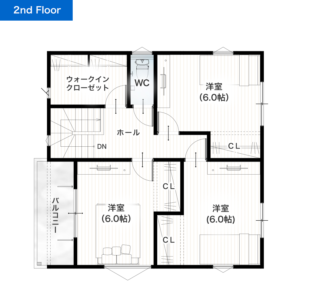 熊本市東区長嶺南2丁目2期A 30坪 4SLDK 建売・一戸建ての新築物件 2階間取り図