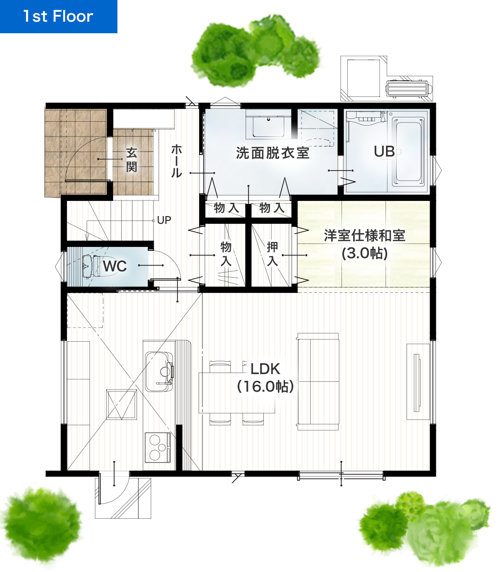 熊本市東区長嶺南2丁目2期B 30坪 3SLDK 建売・一戸建ての新築物件 1階間取り図