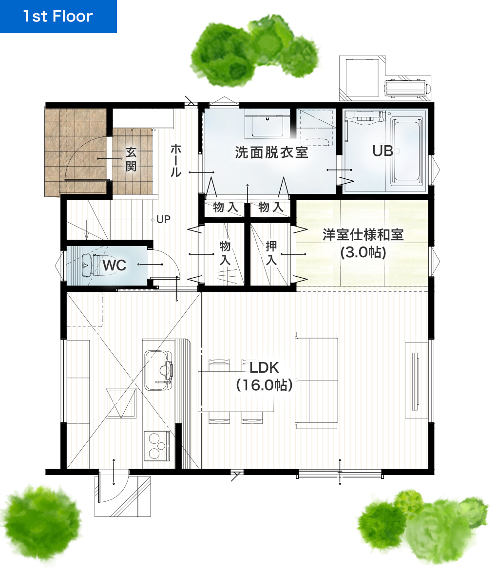 熊本市東区長嶺南2丁目2期B 建売一戸建て 1階間取り図