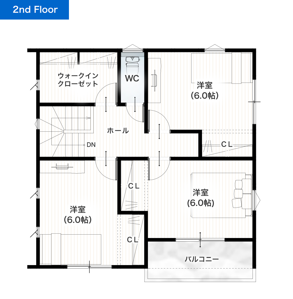 熊本市東区長嶺南2丁目2期B 30坪 3SLDK 建売・一戸建ての新築物件 2階間取り図