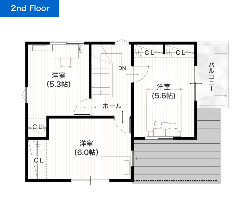 熊本市中央区出水4丁目3期 25坪 4LDK 建売・一戸建ての新築物件 2階間取り図