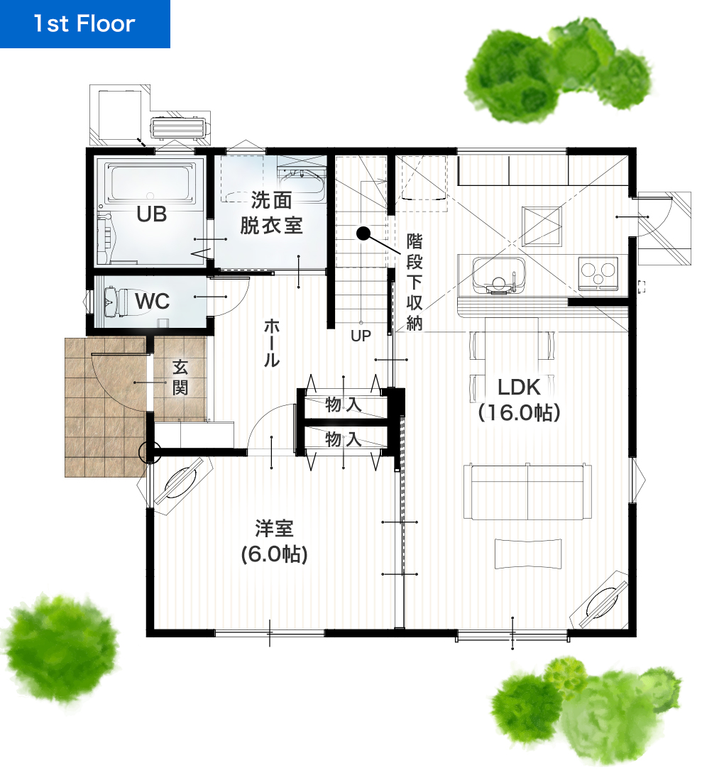 熊本市南区御幸木部3丁目3期 32坪 5LDK 建売・一戸建ての新築物件 1階間取り図