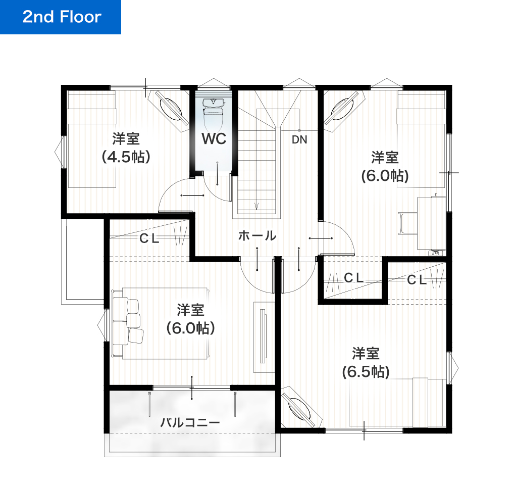 熊本市南区御幸木部3丁目3期 32坪 5LDK 建売・一戸建ての新築物件 2階間取り図