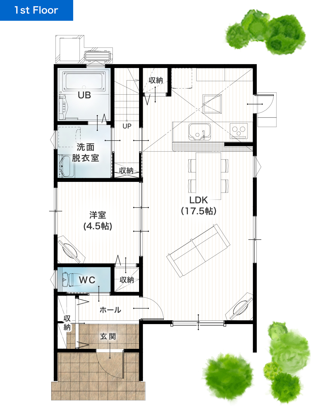 菊池郡大津町室1号地 32坪 4SLDK 建売・一戸建ての新築物件 1階間取り図