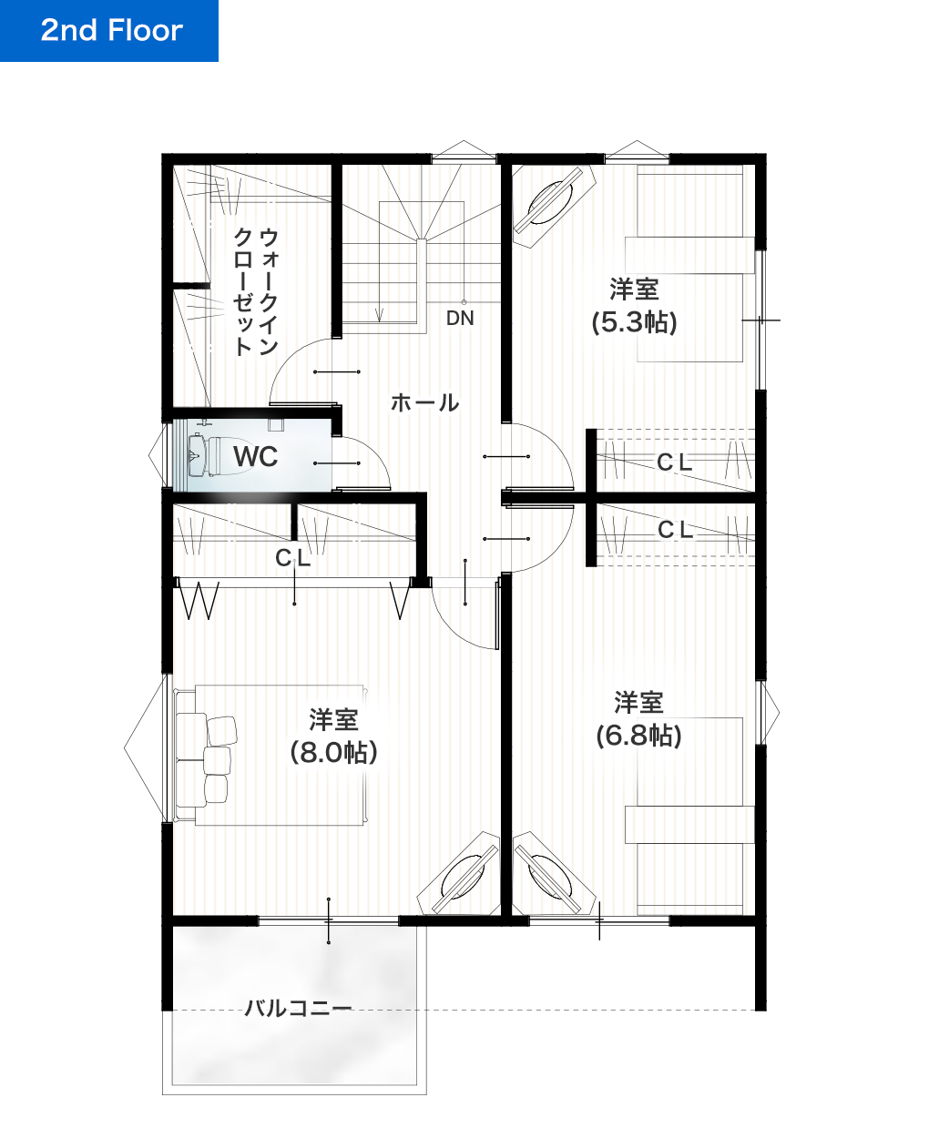 菊池郡大津町室1号地 32坪 4SLDK 建売・一戸建ての新築物件 2階間取り図