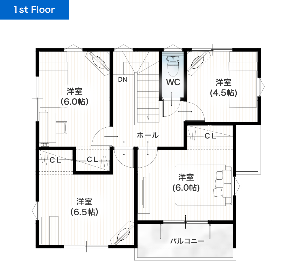 菊池郡大津町室2号地 32坪 5LDK 建売・一戸建ての新築物件 2階間取り図