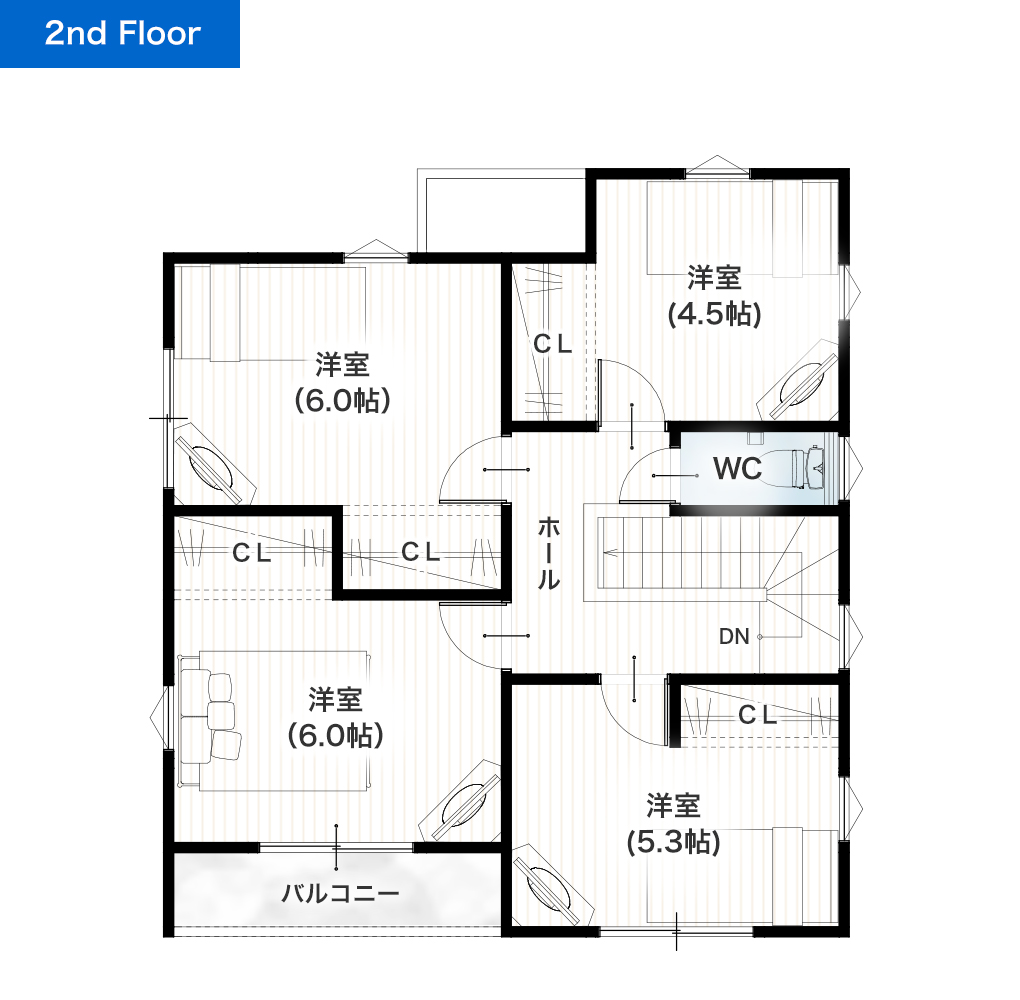 宇土市北段原町 建売・一戸建ての新築物件 2階間取り図