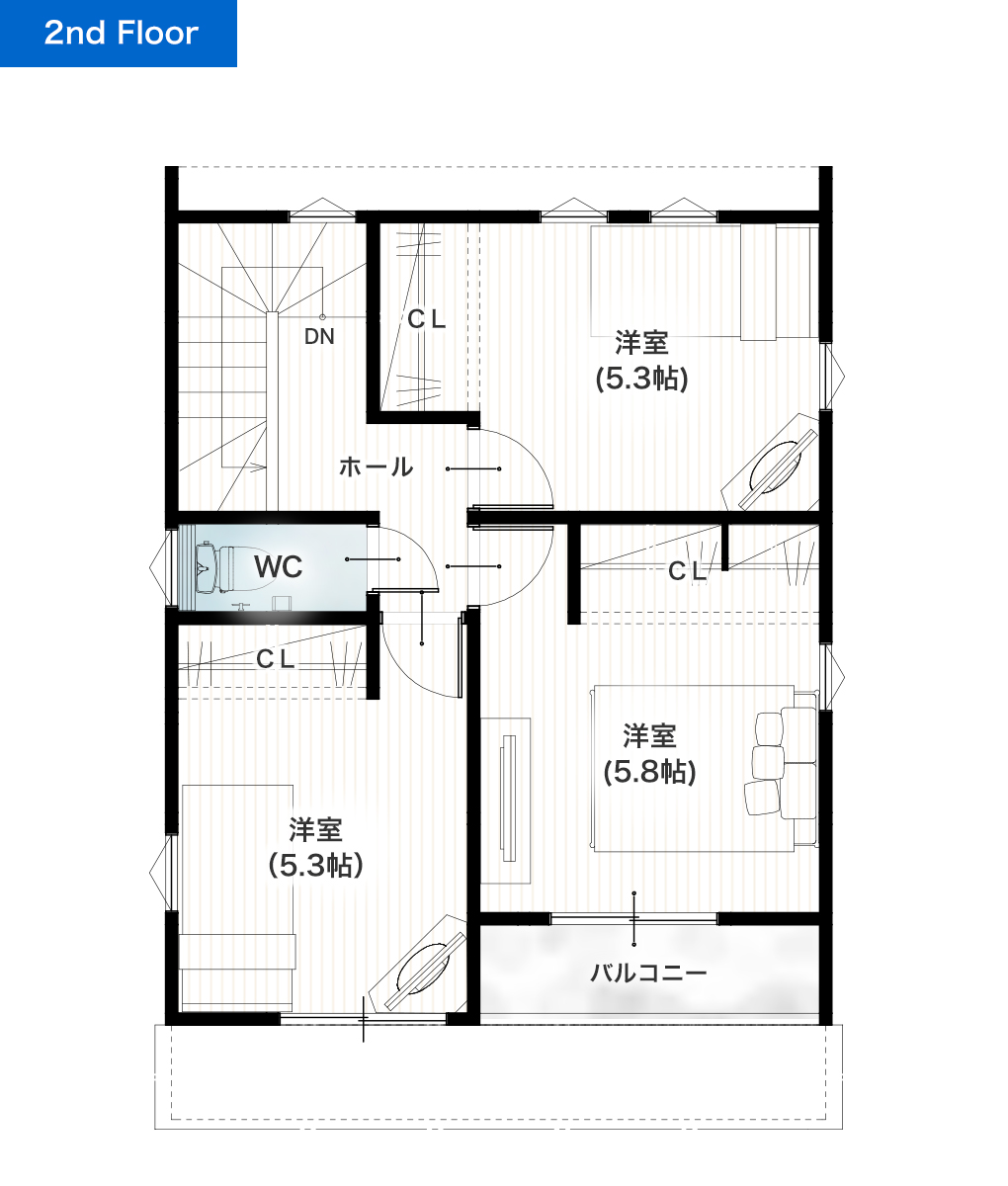 熊本市南区良町2丁目 26坪 4LDK 建売・一戸建ての新築物件 2階間取り図
