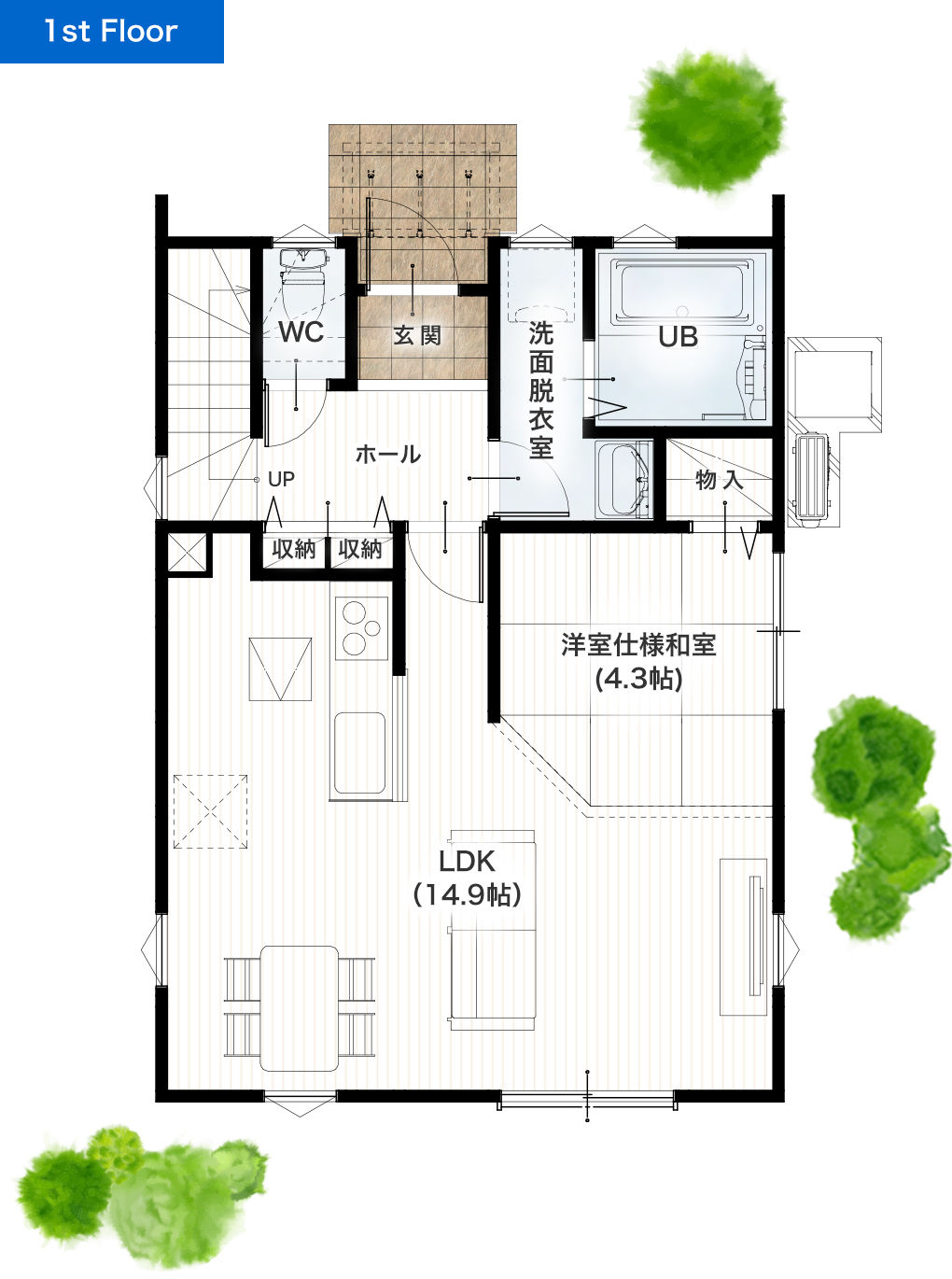 熊本市南区良町2丁目 26坪 4LDK 建売・一戸建ての新築物件 1階間取り図