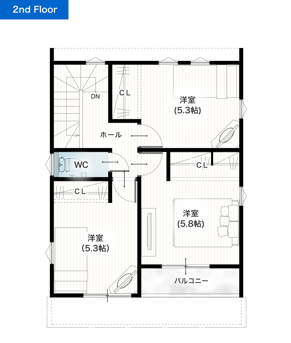 合志市須屋13期B 建売・一戸建ての新築物件 2階間取り図