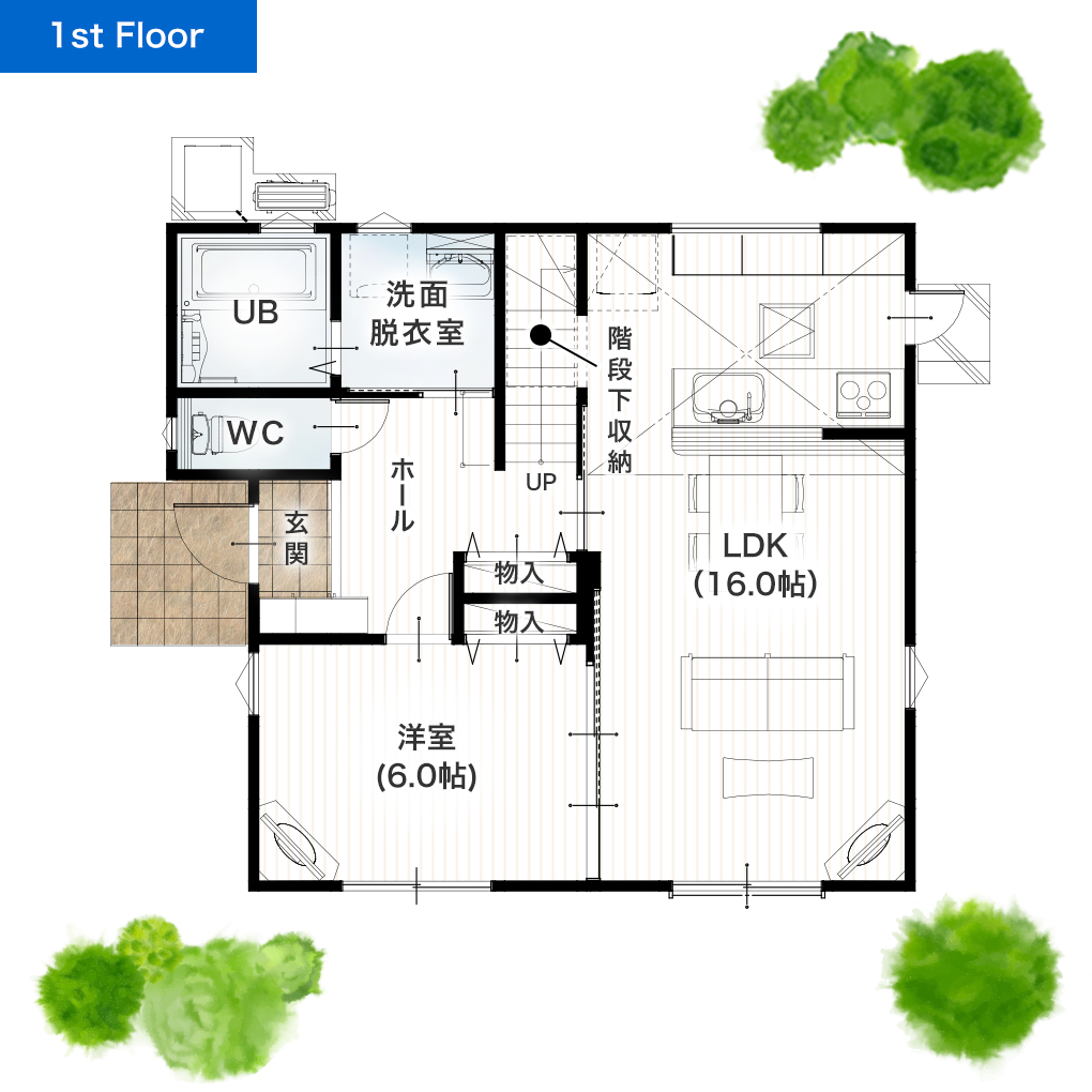 宇土市岩古曽町 32坪 5LDK 建売・一戸建ての新築物件 1階間取り図