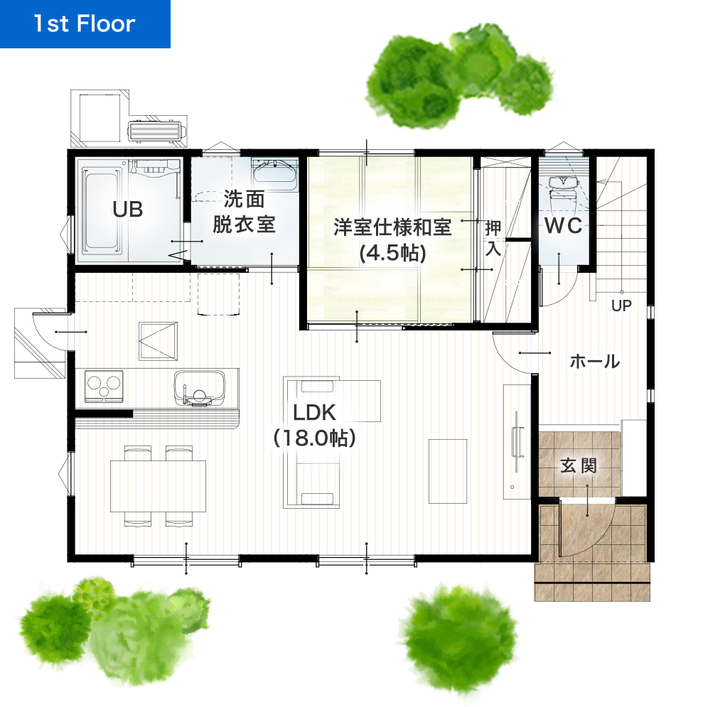 熊本市南区富合町大町6号地 33坪 4SLDK 建売・一戸建ての新築物件 1階間取り図