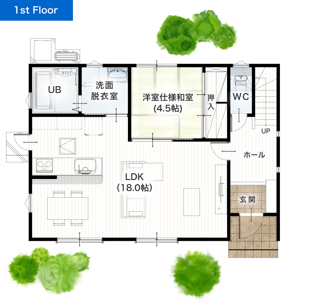 熊本市南区富合町大町6号地 建売一戸建て 1階間取り図