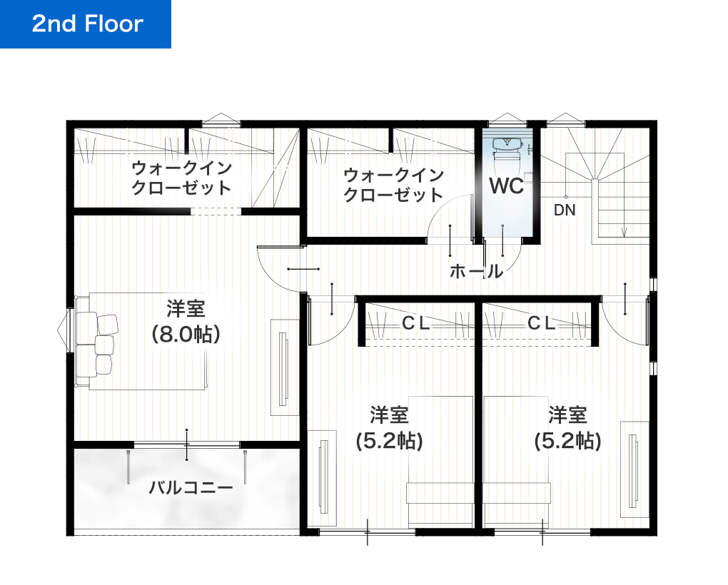 熊本市南区富合町大町6号地 33坪 4SLDK 建売・一戸建ての新築物件 2階間取り図