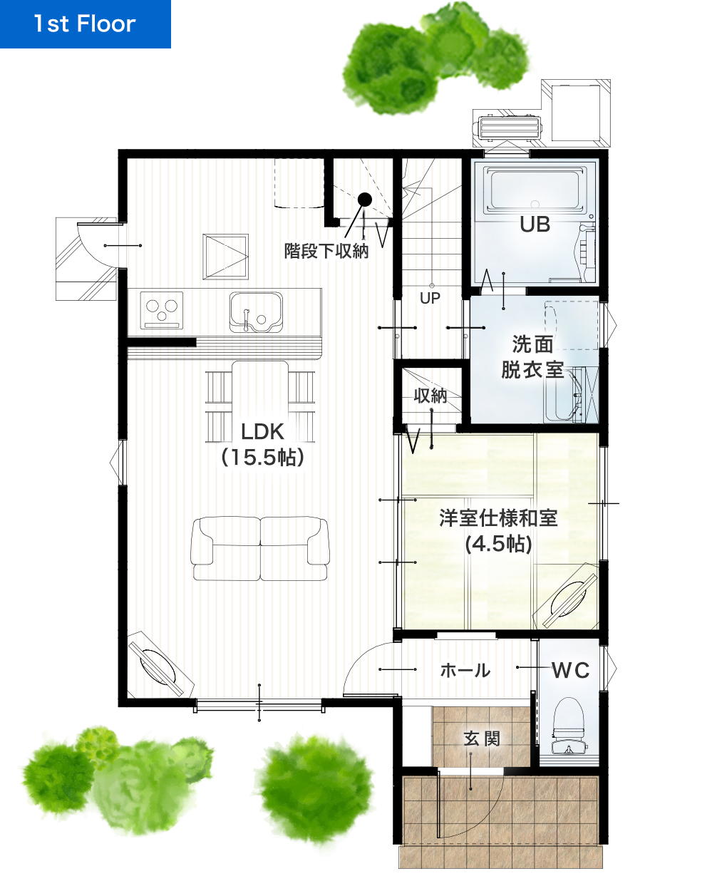 熊本市東区尾ノ上3丁目2期B 28坪 4SLDK 建売・一戸建ての新築物件 1階間取り図