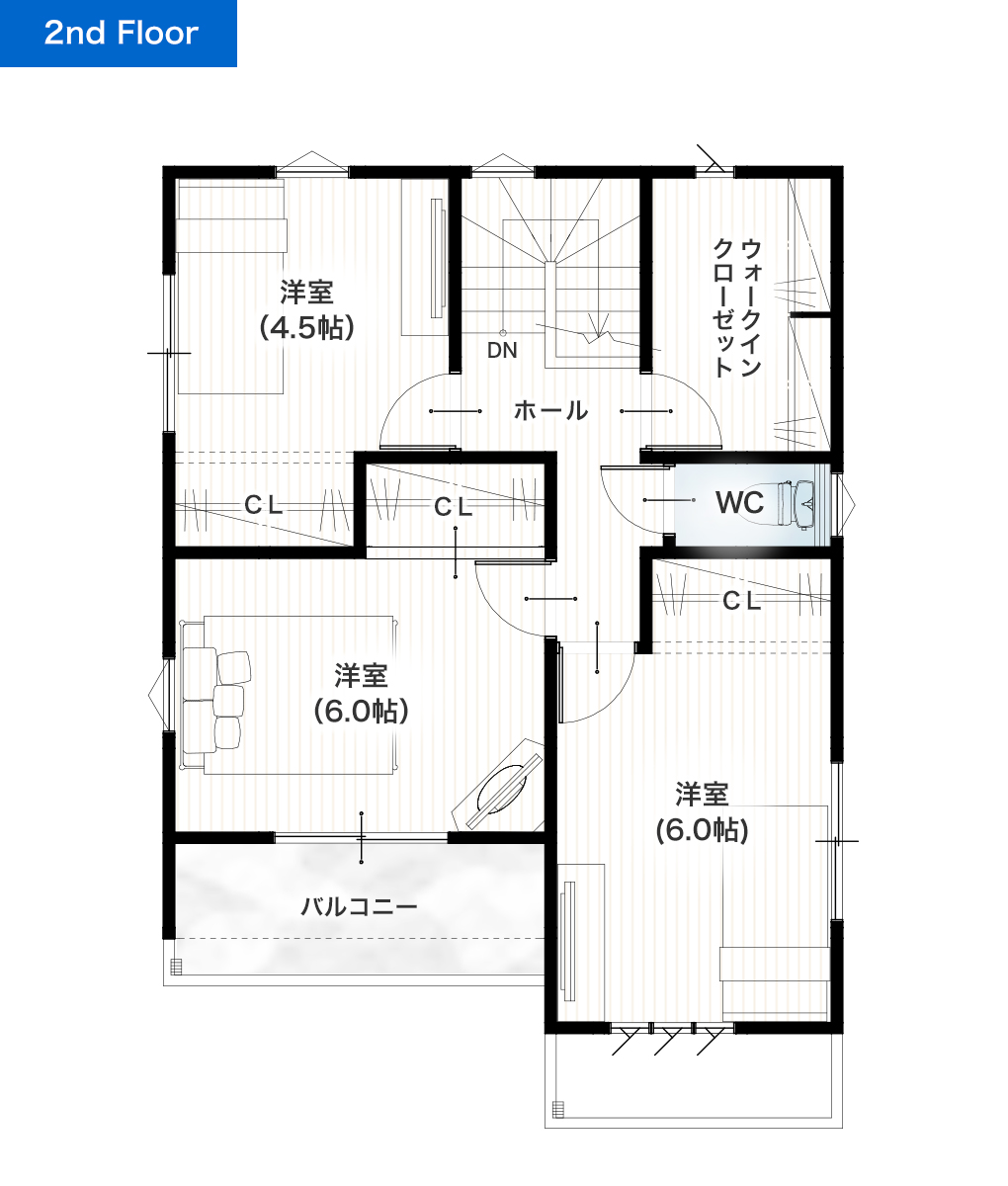 熊本市東区尾ノ上3丁目2期B 28坪 4SLDK 建売・一戸建ての新築物件 2階間取り図