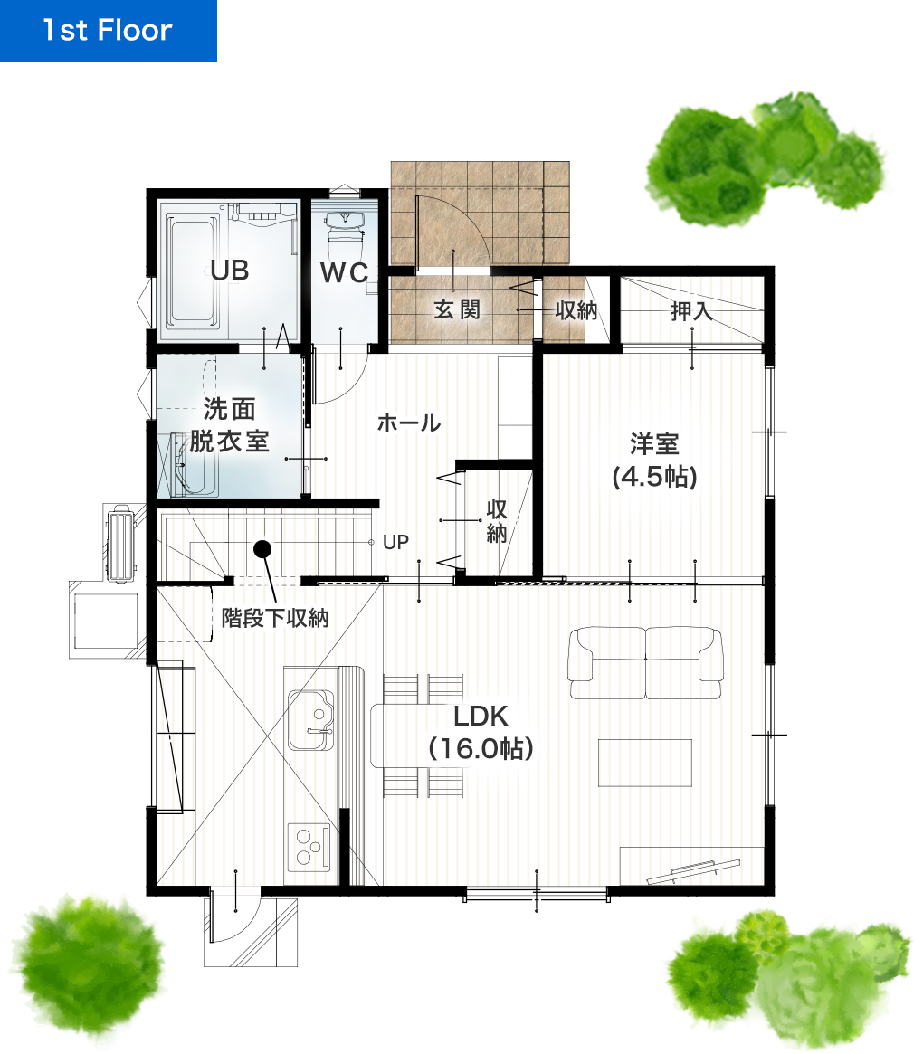 熊本市南区城南町藤山2期13号地 33坪 4LDK 建売・一戸建ての新築物件 1階間取り図