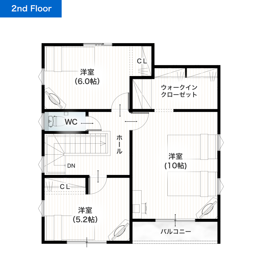 熊本市南区城南町藤山2期13号地 33坪 4LDK 建売・一戸建ての新築物件 2階間取り図