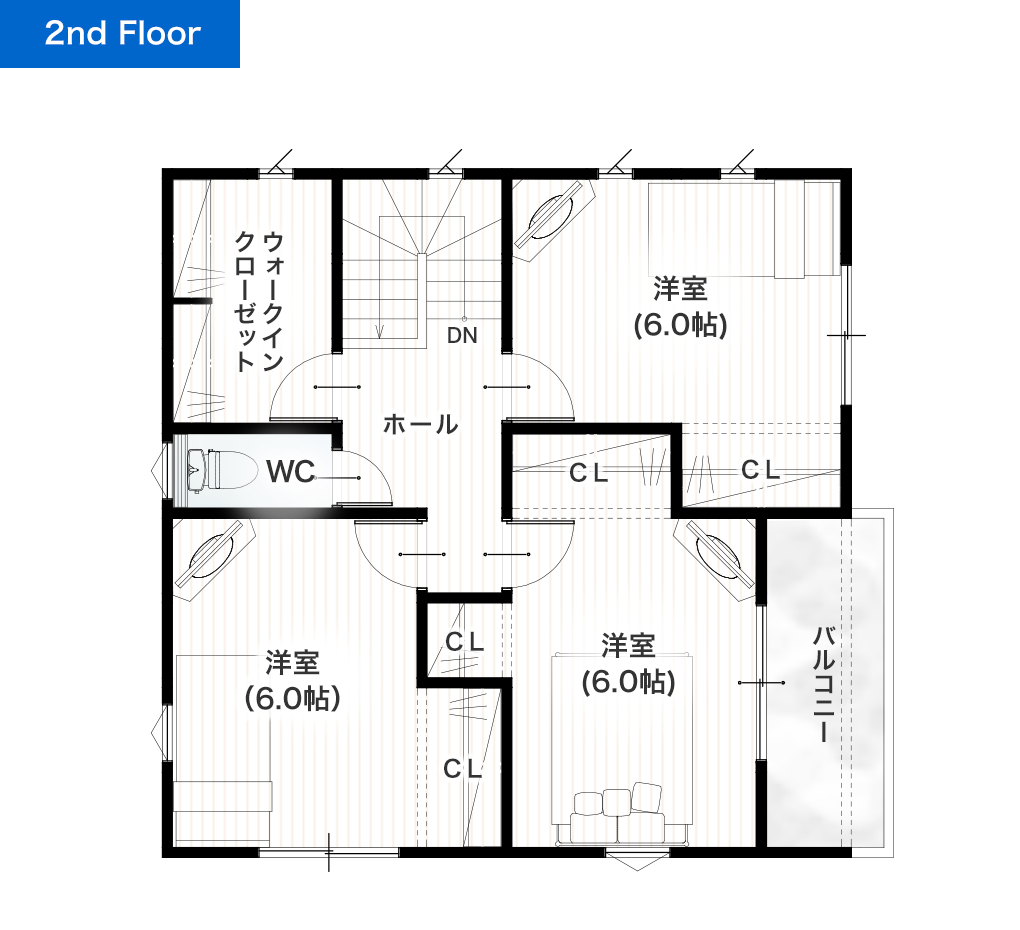 熊本市南区城南町藤山2期14号地 30坪 3SLDK 建売・一戸建ての新築物件 2階間取り図